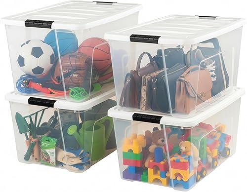 Miniatura 16 de IRIS USA 94 Qt - Contenedores de almacenamiento de plástico apilables con tapas, paquete de 2 - Libre de BPA, fabricado en EE. UU. - Solución de