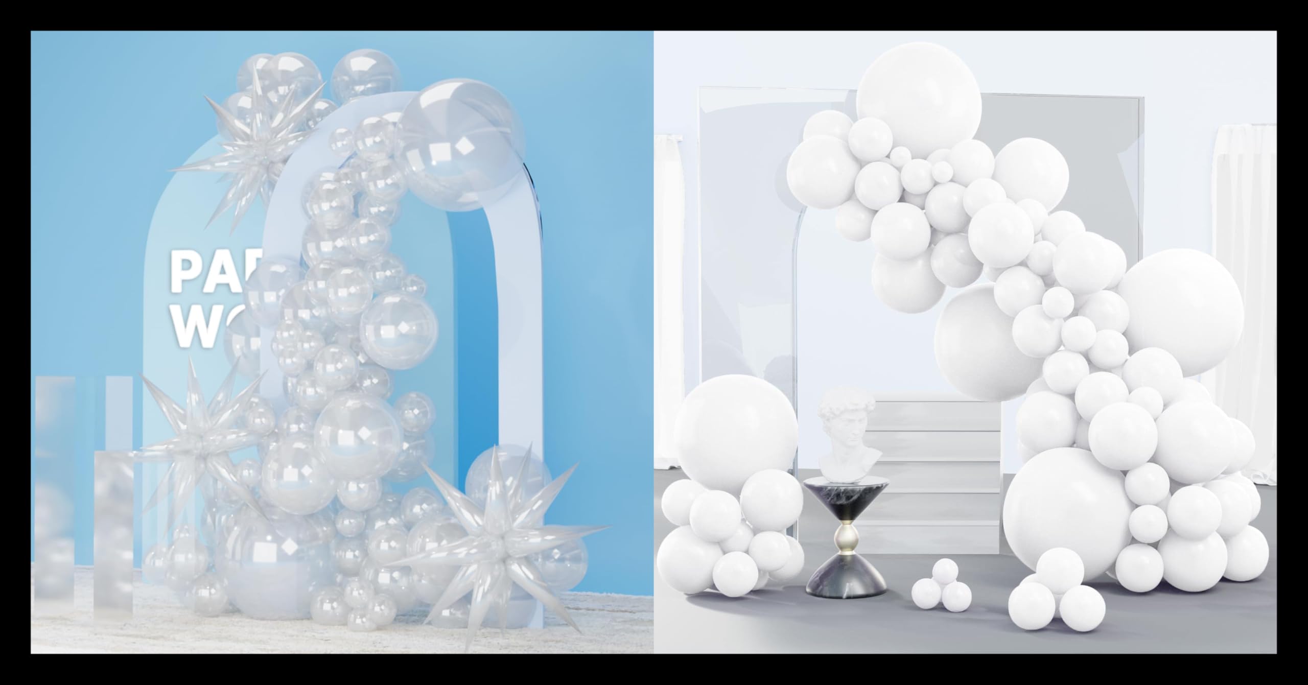 PartyWoo Clear Balloons 110 pcs and PartyWoo White Balloons 140 pcs