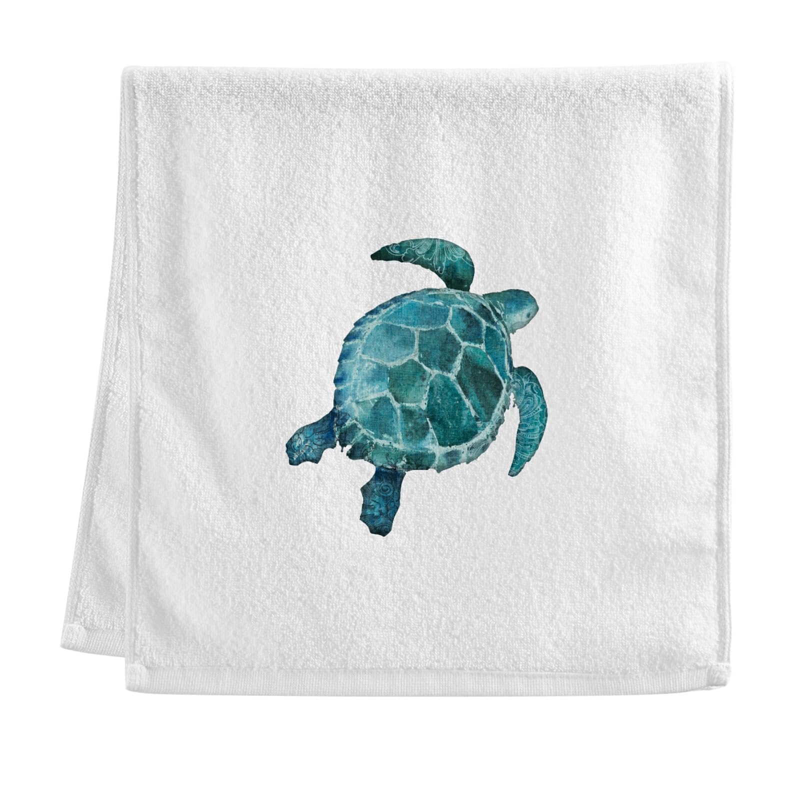 ALAZA Ocean Turtle Hand Towels for Bathroom Set of 2, Fingertip Towel Face Towel, Cotton Soft Absorbent Decorative Bath Towels 15.5x29.5 inch