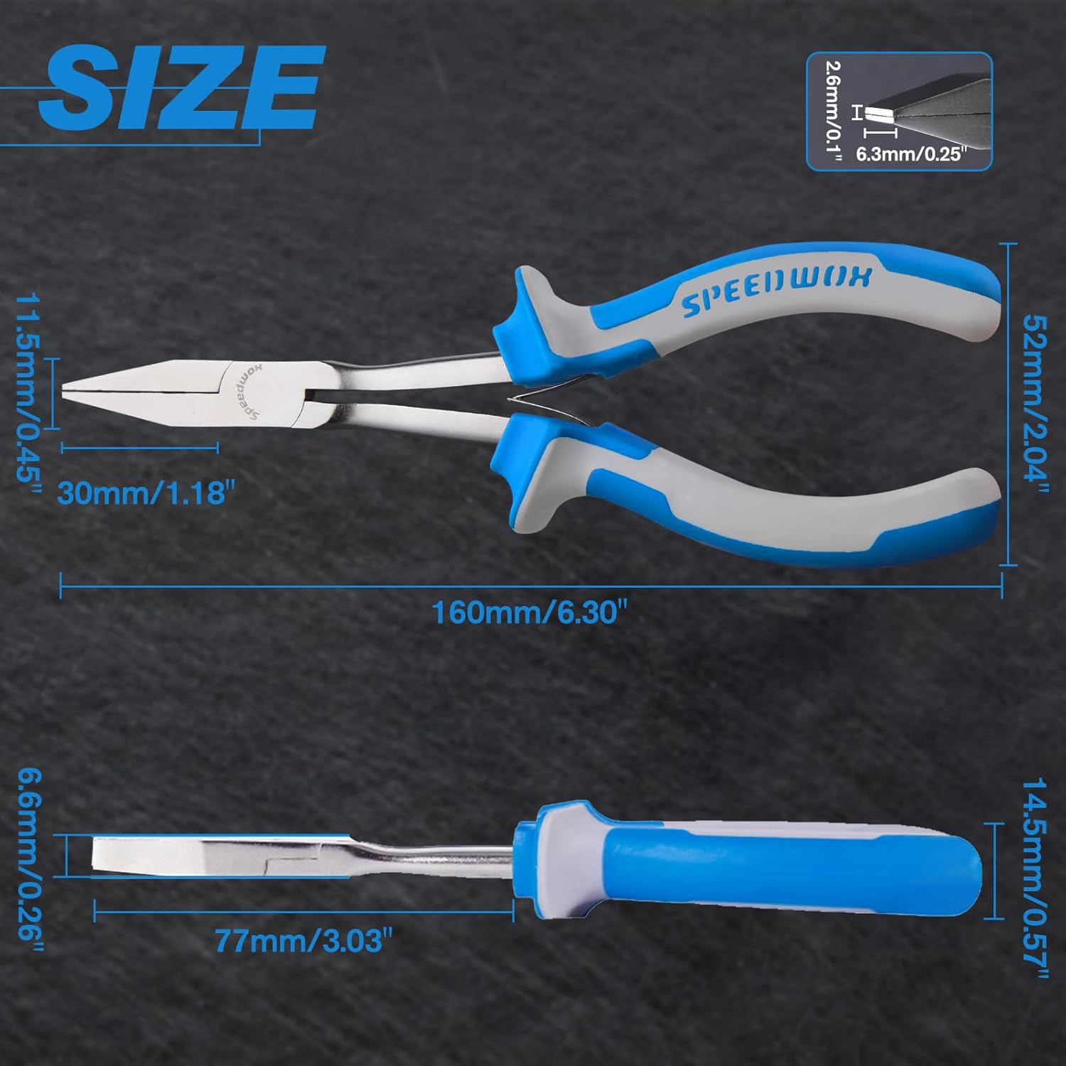 SPEEDWOX Long Reach Flat Nose Pliers 6 Inches Precision Duck Bill Fine Pliers for Hard to Reach Narrow Spaces Smooth Jaws High Leverage Reduce Efforts Non-slip Handles Small Plier Thin Professional