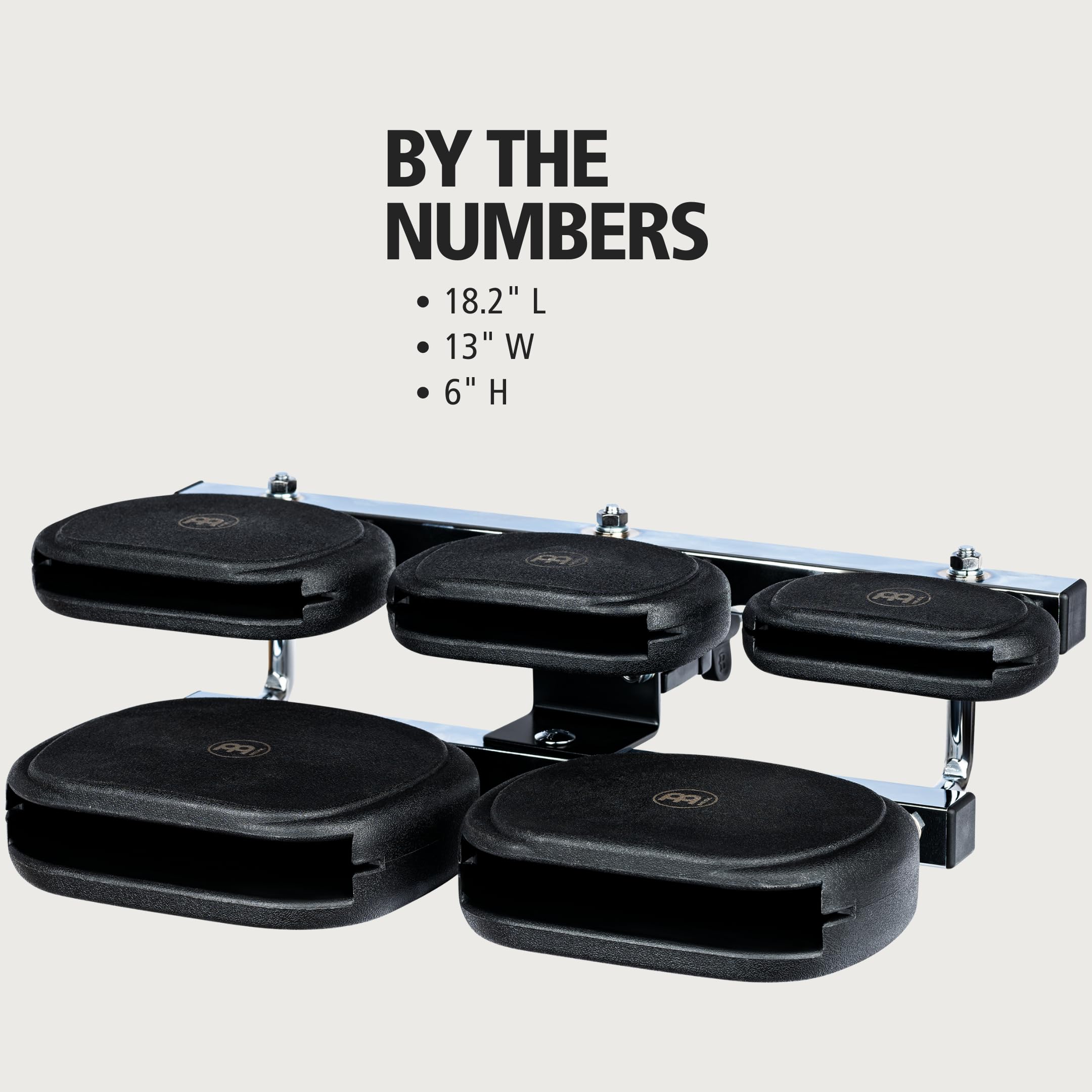 Meinl Percussion Synthetic Temple Block - 5-teiliges Schlagzeugzubehör Set - Mit Halterung - PE Kunststoff, Schwarz (TMSTB) | 5-teiliges Percussion Block Set, mit Befestigungsklammer, Verschiedene Tonhöhen, PE Kunststoff