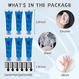 Byhoo Blue Temporary Hair Dye for Kids, Cream Formula, 6 Combs, Washable Hair Color for Dark & Light Hair for Girls Party Halloween Cosplay