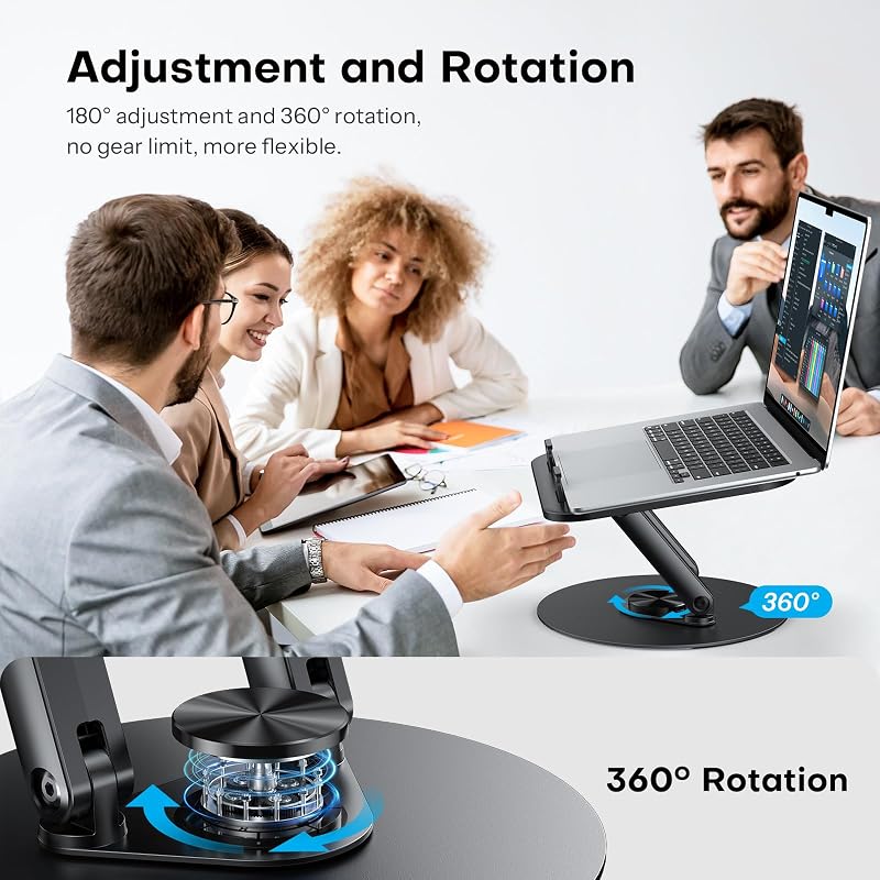 OMOTON Laptop Stand fém alappal, 360° forgatható, összecsukható ergonomikus állvány 15" MacBook-hoz