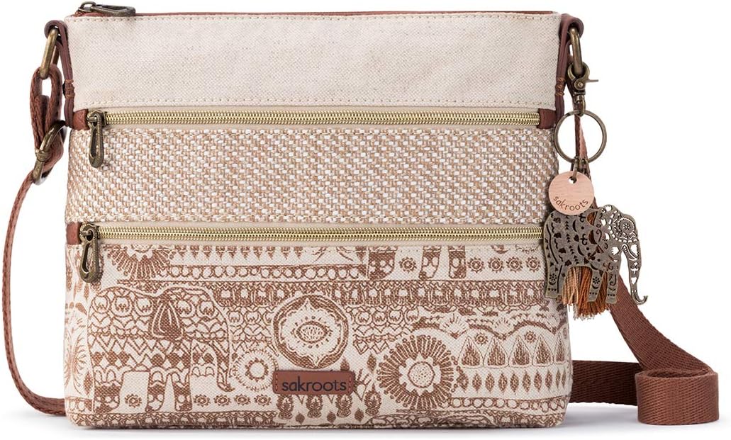 Sakroots Artist Circle Crossbody Bag in Coated Canvas, Multifunctional Purse with Adjustable Strap & Zipper Pockets