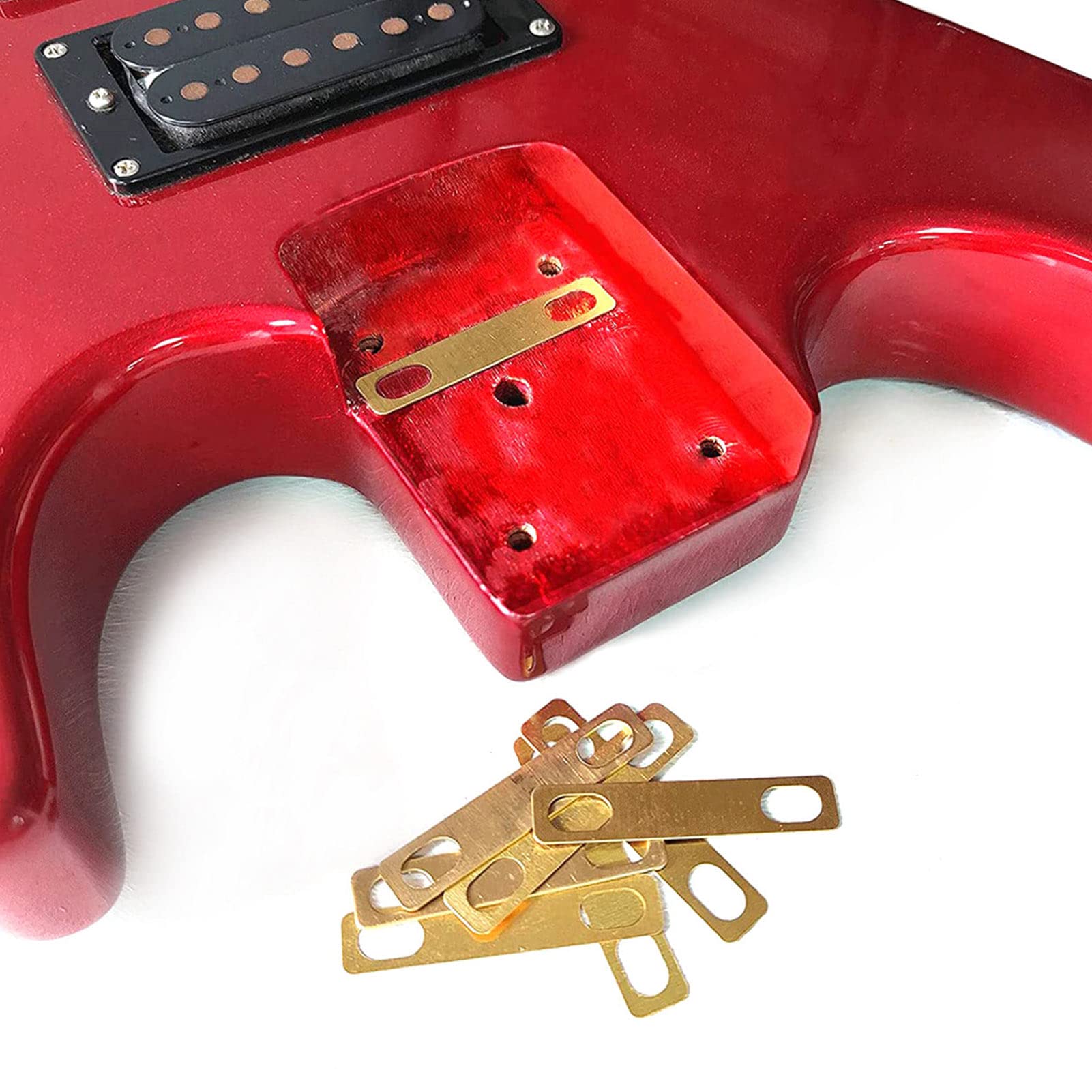 Uxsiya Ottone Luthier Neck Shim, 8 pz Guitar Neck Repair Shims Good Match Non Damage 0,2 mm 0,5 mm 1 mm Spessore protezione per bassi