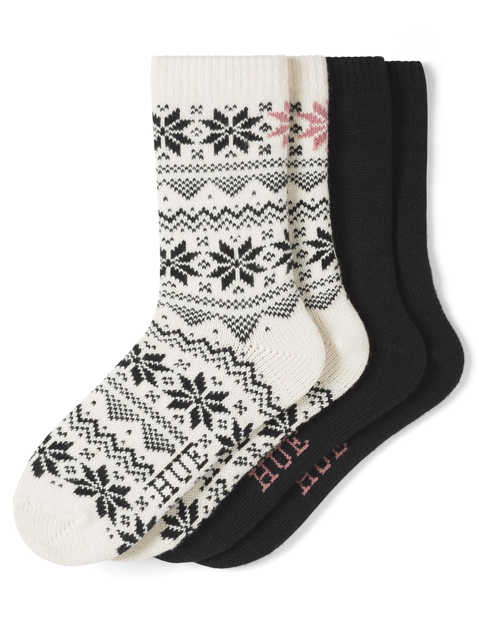 HUE womens Crew Length Boot Socks, 2 Pair Pack