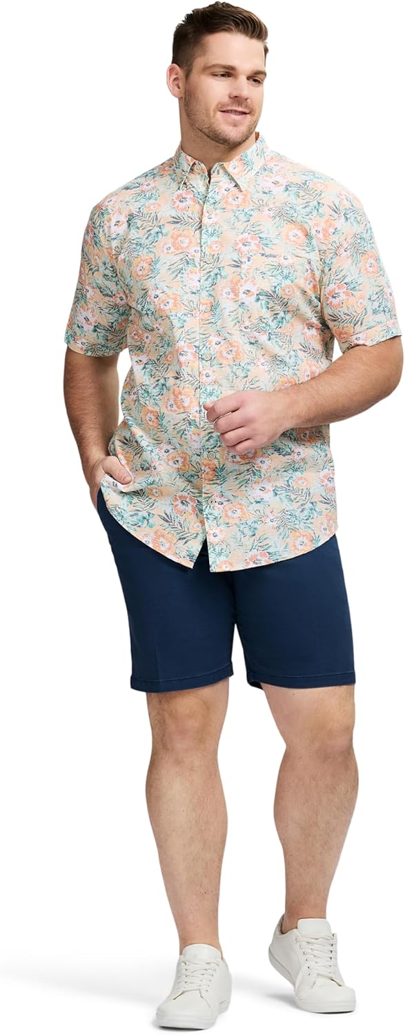 Izod Mens Big and Tall Saltwater Dockside Short Sleeve Button Down Shirt - Image 3