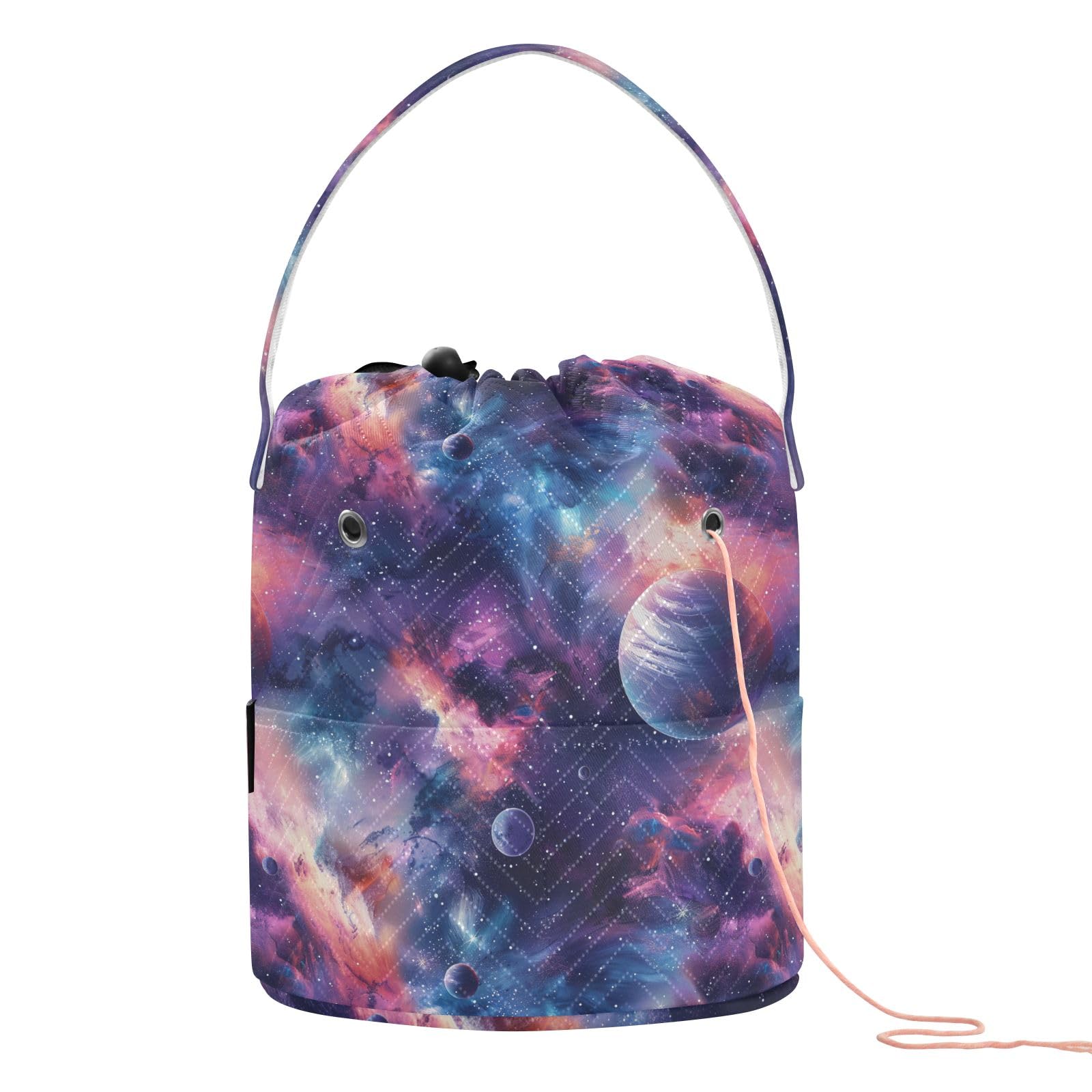 Yarn Storage Bag Small Crochet Bag Knitting Bag Organizer Cosmic Starry Sky Yarn Bags for Crocheting Basket