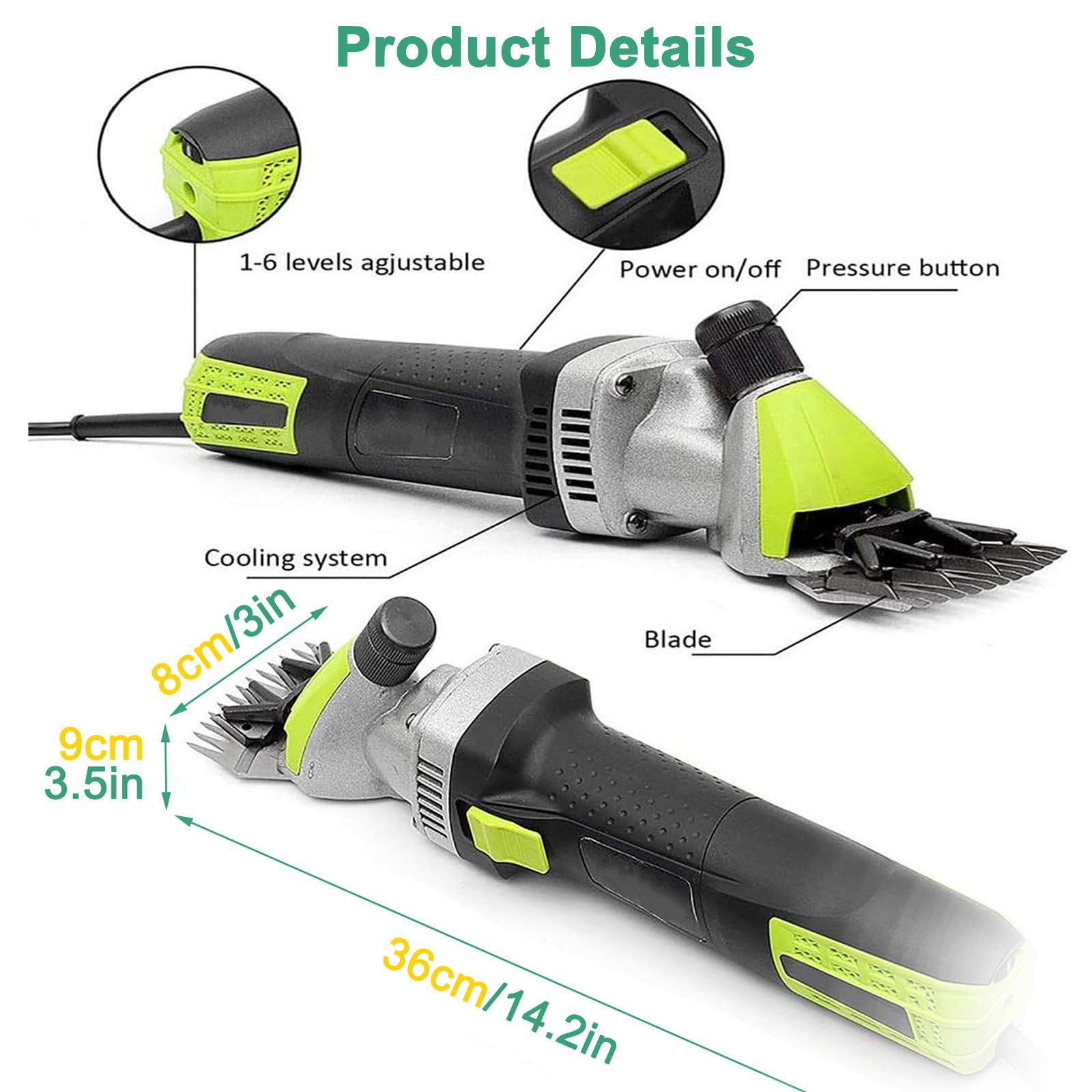 Cortadora de Pelo de Animales de 690 W, cortadora eléctrica para Cabras, ovejas de Alpaca, Kit de cortadora de Aseo para Ganado de Granja, Hoja de 13 Dientes Rectos,220V