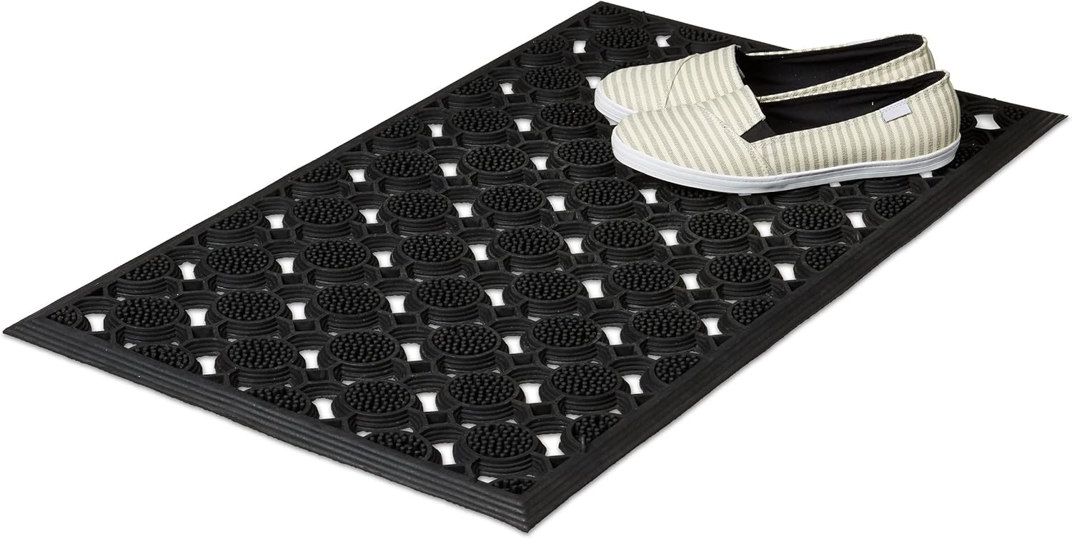 Relaxdays Rubber Doormat 0.5 x 75 x 45 cm Anti-Slip Welcome Mat Outdoor Waterproof Floor Mat, Black, 45 x 75 cm (Rectangular) - Image 4