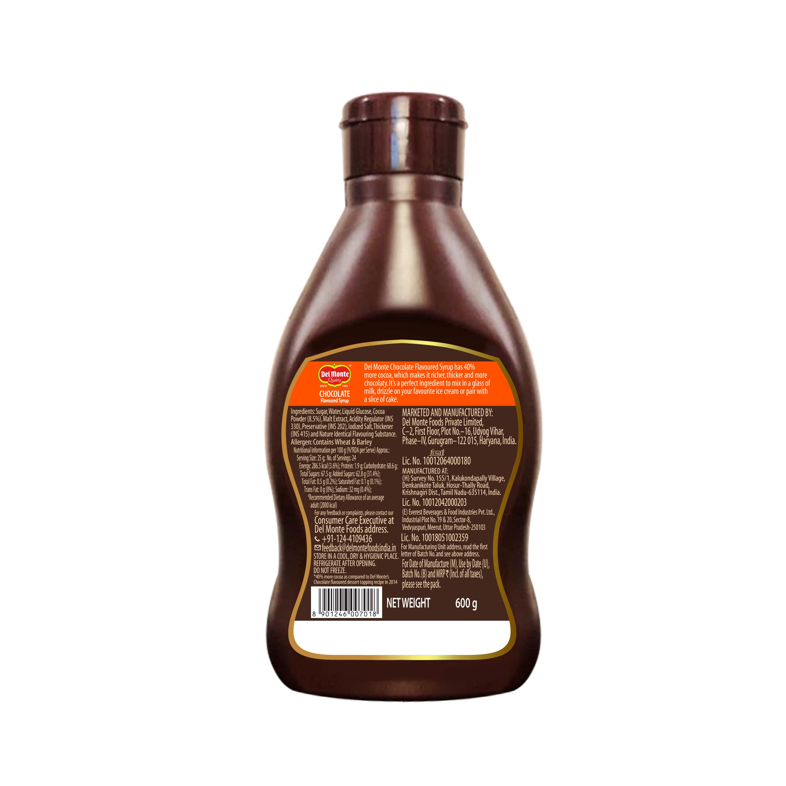 Del Monte Chocolate Syrup 600G Bottle