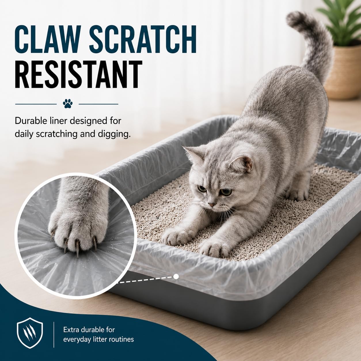 HayaHome Eco - 50 sacchetti per lettiera per gatti grandi, resistenti, su rotolo, 40 μm, 80 x 36 cm, in plastica antigraffio, ecologici, 100% materiale riciclato