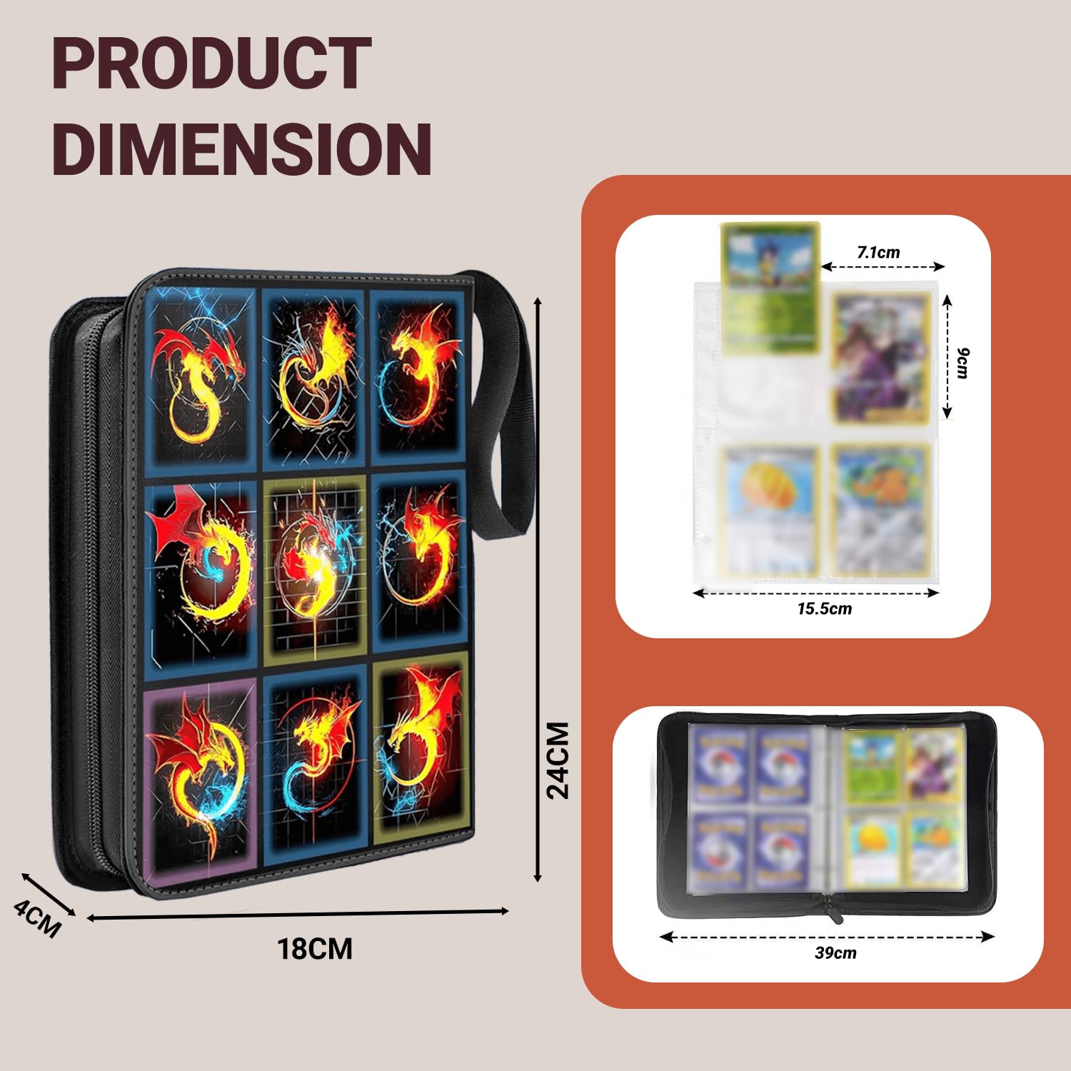 ZHUIYIWIN 4 Pocket Trading Card Binder,400 Pockets Card Binder Folder - Image 2
