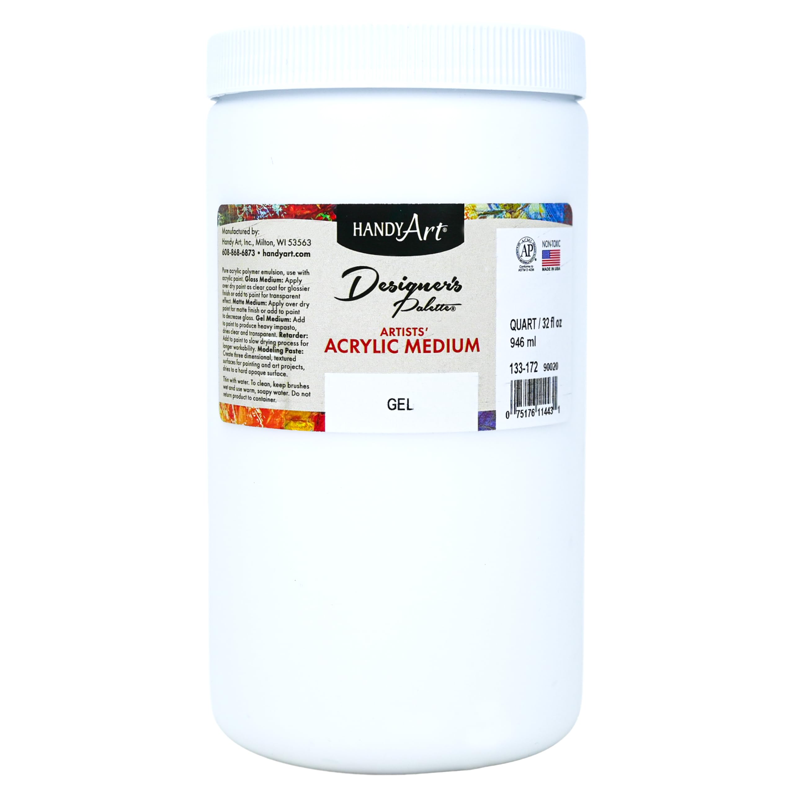 Handy Art Designer's Palette Artist Acrylic 32 ounce, Gel Medium