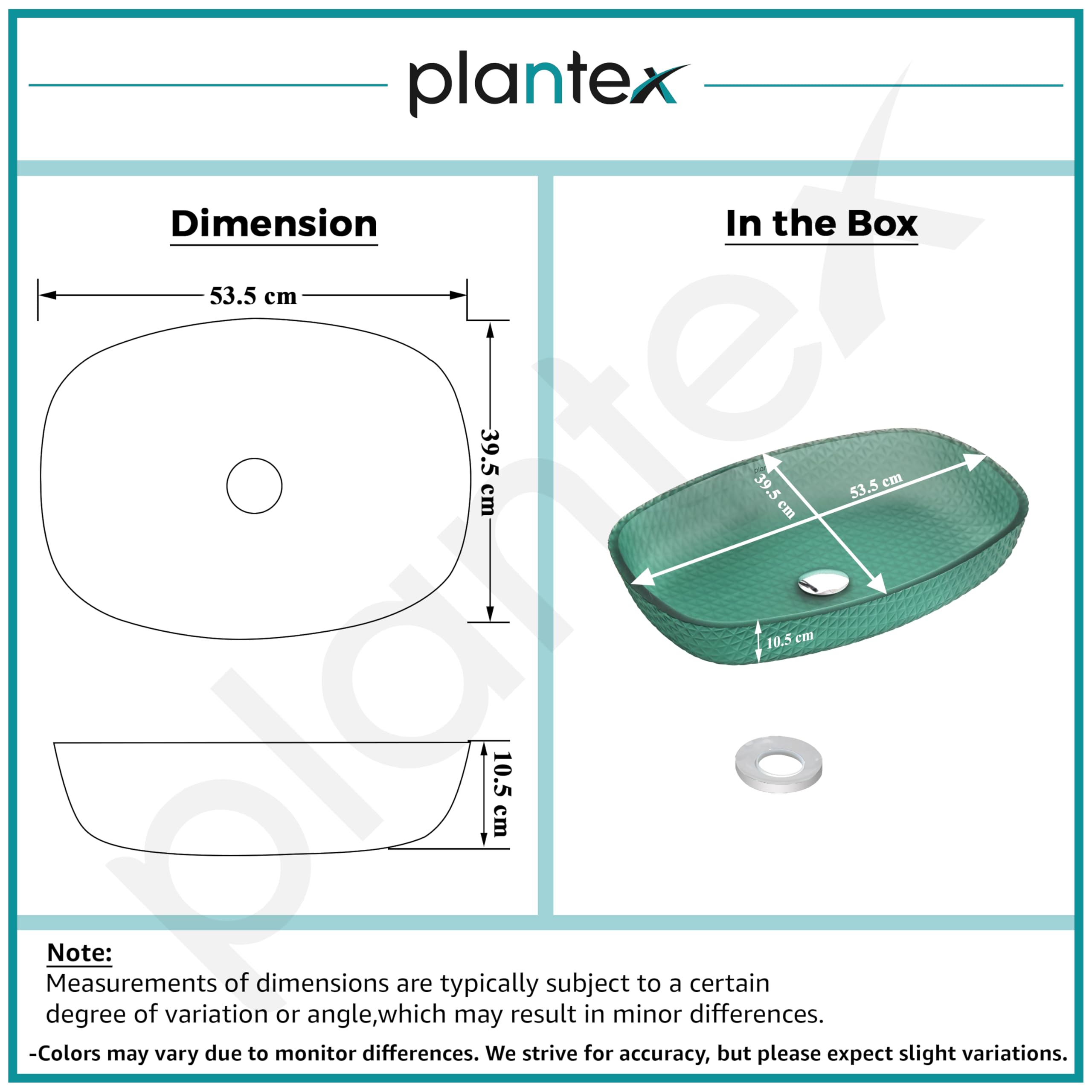 Plantex Luxury Glass Basin/Table Top Matt Wash Basin Over Counter/Countertop Basin for Bathroom & Living Room (Green - 21 x 15.5 x 4 Inch) 1