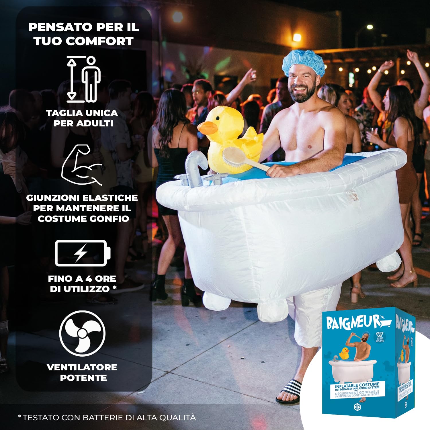 AirSuit®Costume da bagno gonfiabile Costume da vasca | Costume stravagante | Qualità Premium| Dimensione adulta 160 a 190cm| Poliestere |Confortevole | Resistente| Sistema di gonfiaggio| OriginalCup®