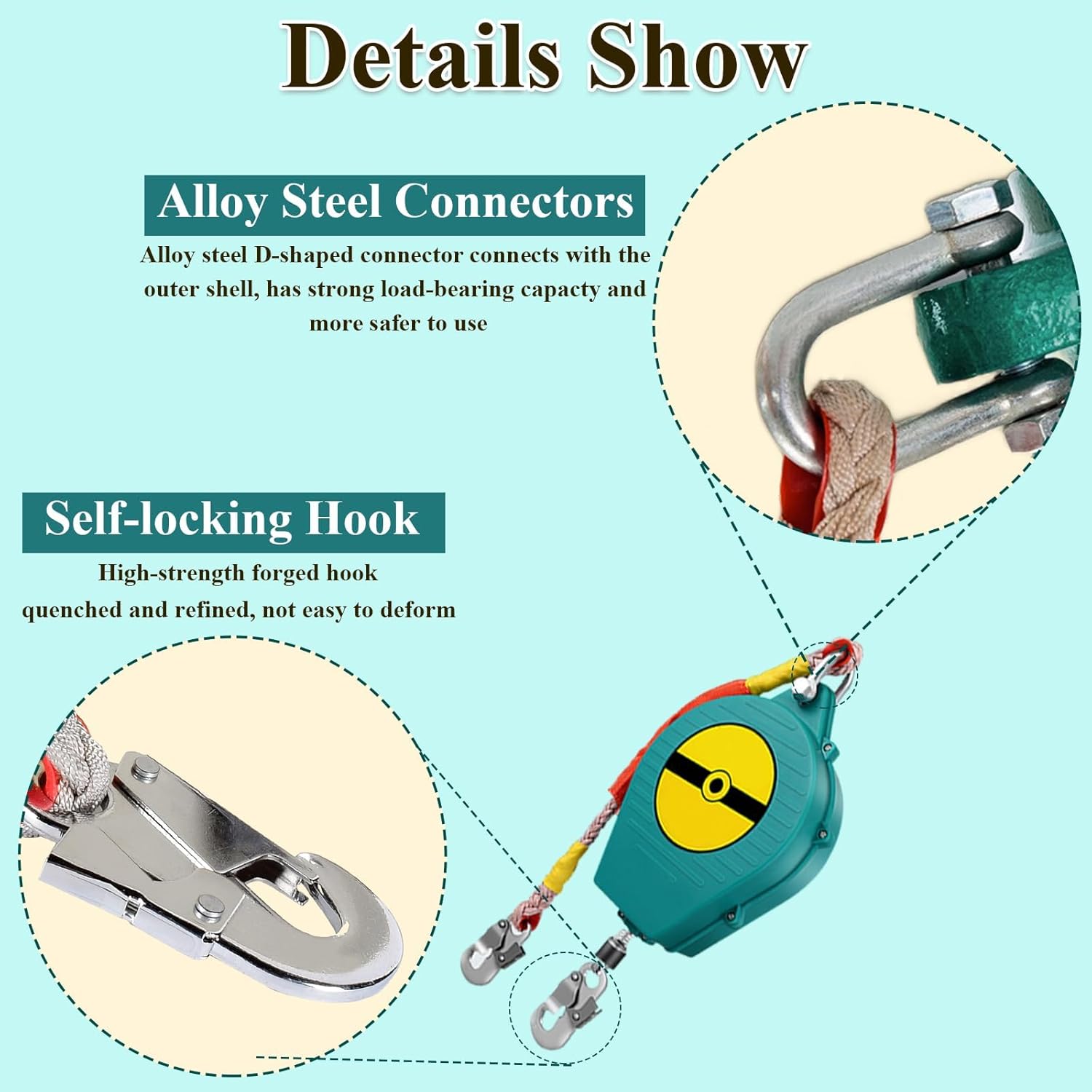 Telescopic Fall Arrest Device, Telescopic Fall Arrest Device, Telescopic Fall Arrest Harness Kit, Fall Arrest Climbing Harness for Pruning(Size:3M/9ft,Color:Green)