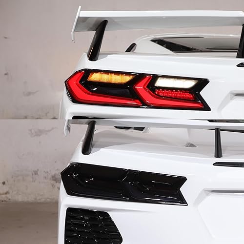 Miniatura 6 de Sekhyna Luz trasera de coche negro ahumado cubierta de protección ABS 4 piezas compatible con Chevrolet Corvette C8 Stingray 2020-2023 cubierta de