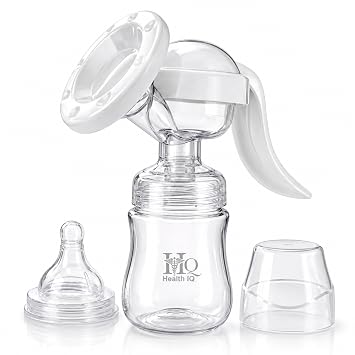 HealthIQ Breast Milk Pump for Feeding Mothers | 3 Level Suction Adjustment | Flexible Silicone Massage Cushion | Ergonomic Handle for Easy & Painless Breast Milk Expression | Manual Breast Pump