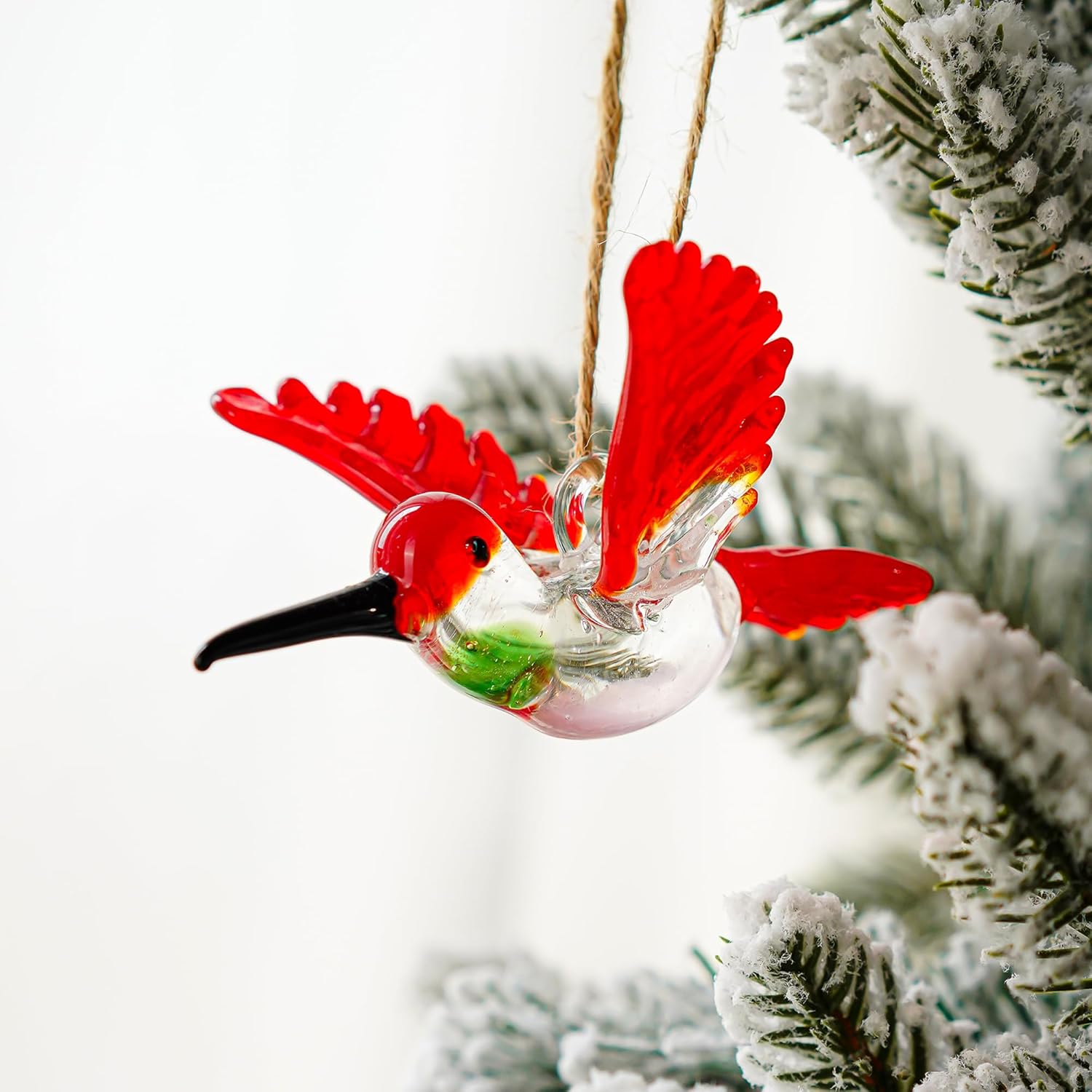 Handmade Hummingbird Ornament Xmas Decorative Hanging Ornament Glass Humming Bird Ornament for Home Party Christmas Tree Decorations