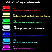 Vista 4 de RGB 7 Colors Switchable LED Armband, USB-C Rechargeable, 360° Reflective Running Light for Runners, High Visibility Reflective Running Gear for Verde