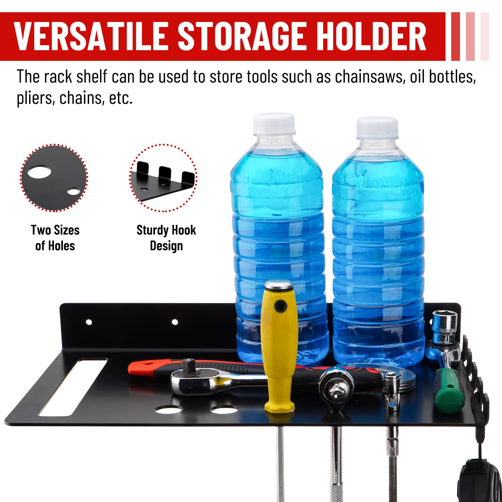 Estante de almacenamiento para motosierra de 16.5 pulgadas, soporte de pared de acero resistente, organizador para motosierra, organizador para garaje, taller, herramientas de organización de
