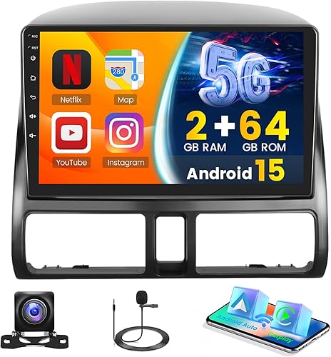 Miniatura 17 de Estéreo de coche Android 15 para radio Honda CRV 2002-2006, [2+64G] Hikity de 9 pulgadas con pantalla táctil estéreo inalámbrico Carplay Android