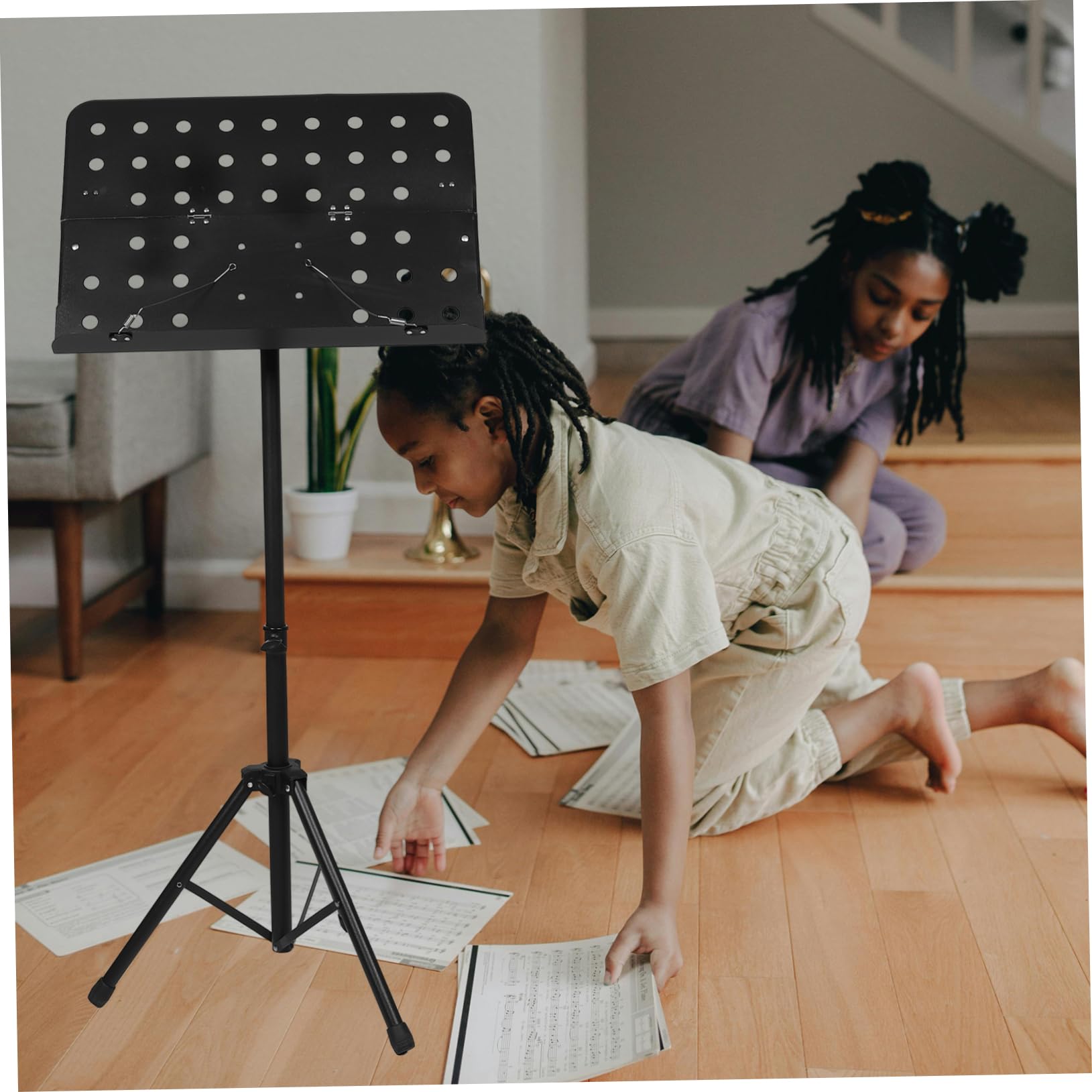Atril para Partituras Plegable Portátil Negro con Altura Ajustable | Plástico E Hierro, para Piano E Instrumentos, Uso en Viajes y Práctica, Imagen Profesional
