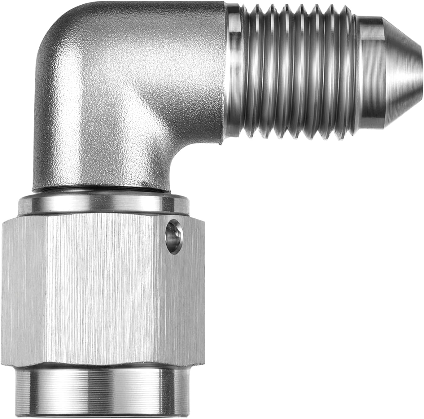 EVIL ENERGY 3AN Male to 3AN Female 90 Degree Swivel Brake Line Fitting, AN Adapter Coupler, Easy Install, Leak-Free for Automotive & Racing Performance, Stainless Steel Silver