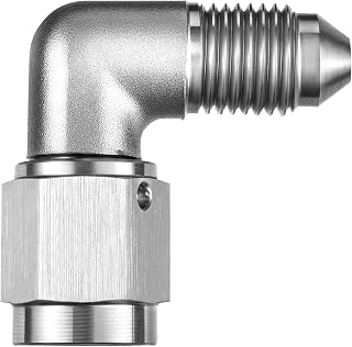 EVIL ENERGY 3AN Male to 3AN Female 90 Degree Swivel Brake Line Fitting, AN Adapter Coupler, Easy Install, Leak-Free for Automotive & Racing Performance, Stainless Steel Silver