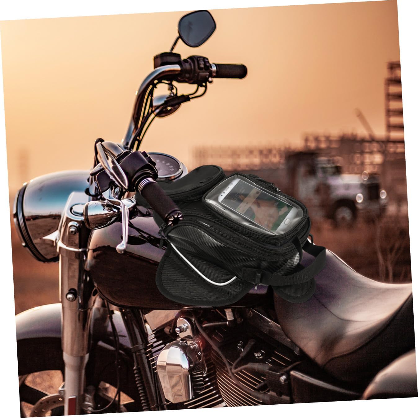 Outanaya Motorcycle Tank Bag Magnetic Motorbike Fuel Pouch Oxford Cloth Large Capacity Easy Install Secure Riding Storage for Smartphones Wallet Keys Tools