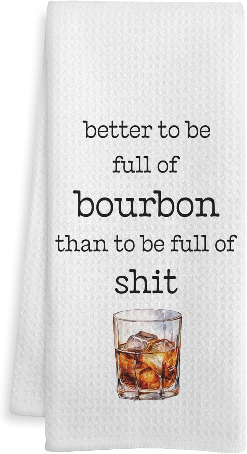 Bourbon Gifts Kitchen Bar Towels, Bourbon Gifts for Women Men Dish Tea Towel, Whiskey Lover Gifts Decorative Hand Towels for Kitchen Bar Cart Decor, 16x24 Inch