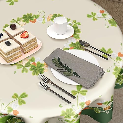 Miniatura 5 de Granbey Mantel redondo del día de San Patricio, mantel de trébol de primavera, mantel de granja de San Patricio, 60 pulgadas para cocina,