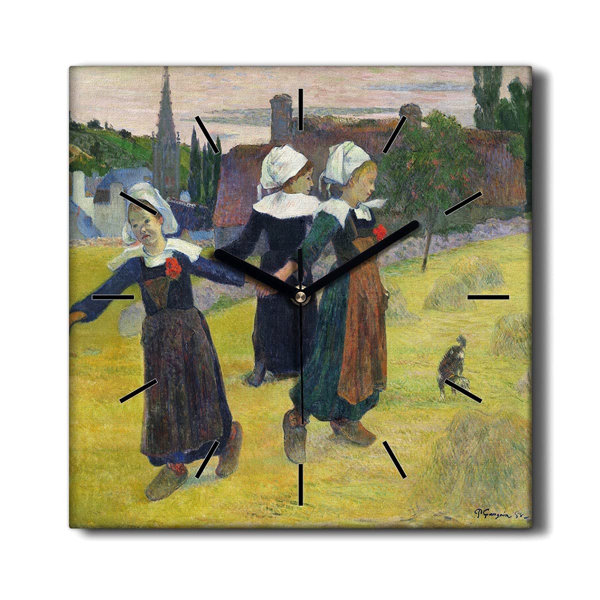 Décoration Le Salon Horloge sur Toile Personnages Peinture 30cm