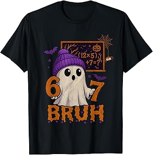67 Teacher Halloween Ghost Six Seven Meme Math Equation Bruh T-Shirt