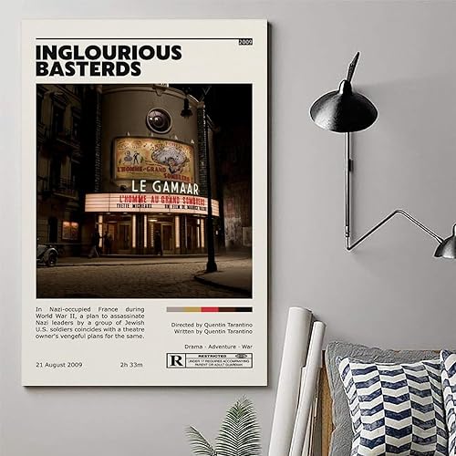 Miniatura 6 de Póster de película Inglourious Basterds, pintura decorativa, lienzo, arte de pared, póster de sala de estar, dormitorio, pintura de 12 x 18 pulgadas