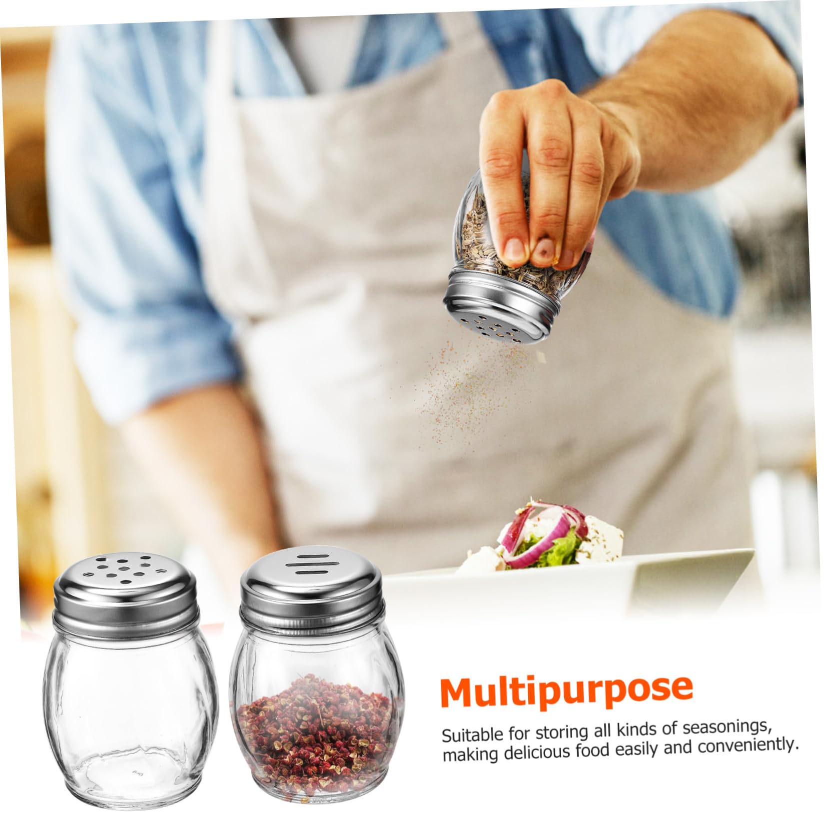 Saleros y Pimenteros de Cristal 10 Piezas 150 Ml para Condimentos | Botella Transparente, Uso Mano, Set de 10 Unidades, Apto para Cocina Familiar y Camping