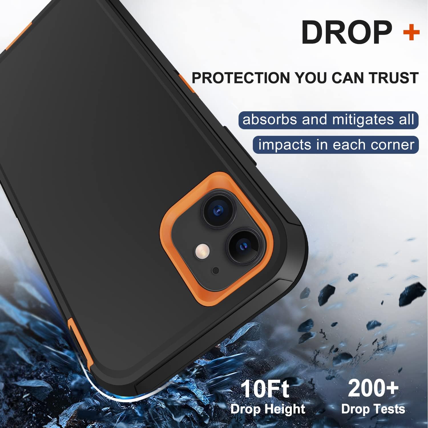 for iPhone 12 Case, iPhone 12 Pro Case with Belt Clip Holster, 2X Screen Protector, Heavy Duty Military Grade Full Body Shockproof Rugged Protective Cover for iPhone 12/12 Pro Orange - Image 4