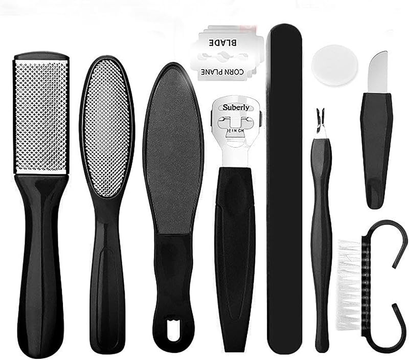 Callus Remover & File - Metal Scraper for Dead Skin & Heels. Wet/Dry. Black | for Dead Skin, Cracked Heels, and Hard Skin. Complete Pedicure Kit Essential Grooming Tool