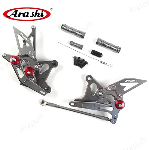 Miniatura 24 de Arashi reposapiés para motocicleta, accesorios ajustables, juego de reposapiés traseros Negro