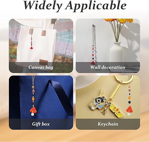 Miniatura 4 de Augeny 2 adornos colgantes de hongo para automóvil, accesorios de espejo retrovisor de ojo malvado de la suerte, lindo colgante de hongo para espejo