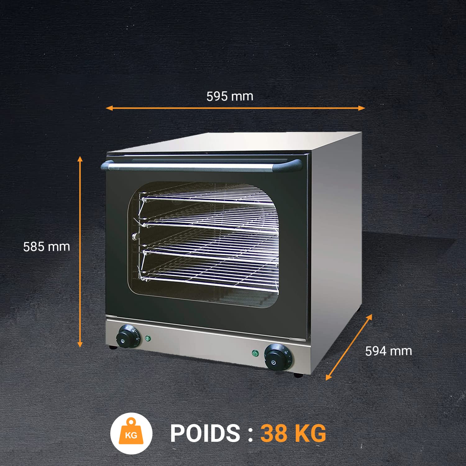 L2G - Four Électrique - Four à Convection Professionnel - 4 Niveaux - Porte Double Vitrage - Cavité Émaillée