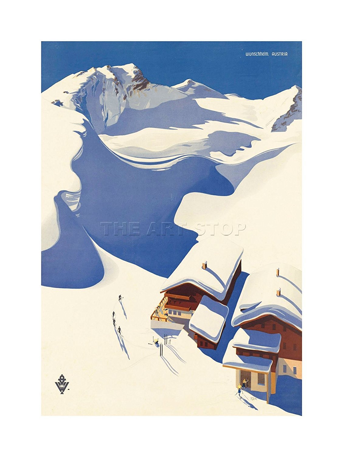 Wee Blue Coo Travel Winter Sport Snow Ski Chalet Alps Austria Picture Wall Art Print