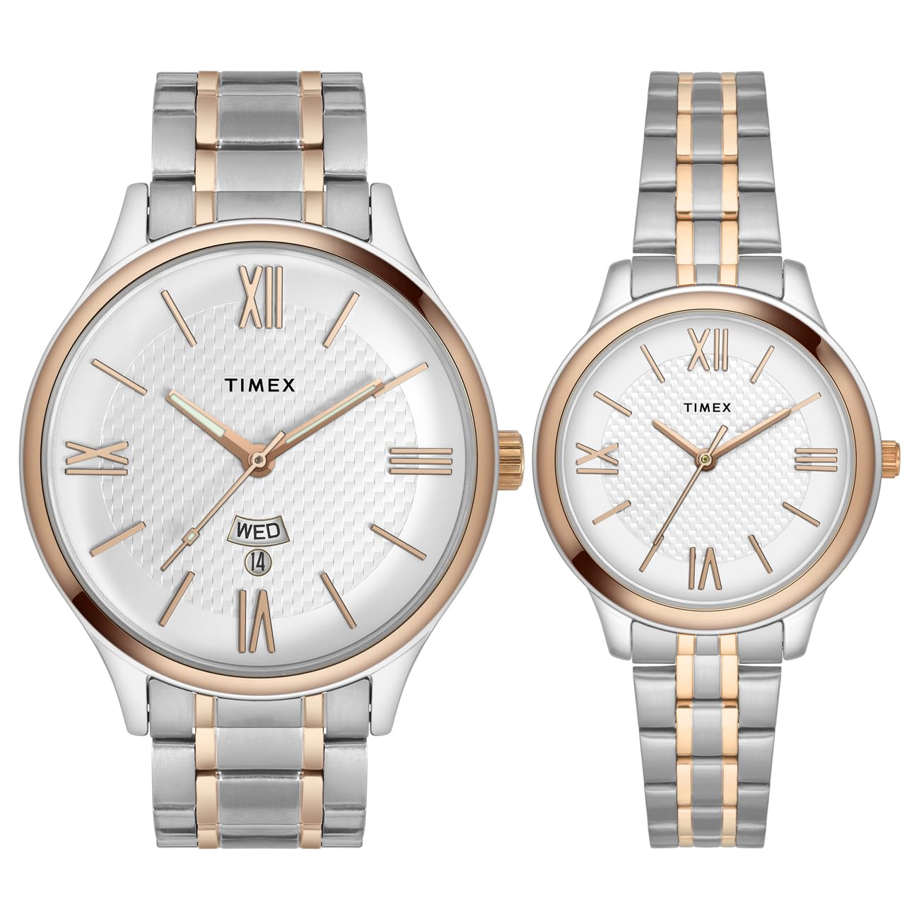 TIMEX Unisex Empera Silver Dial Two-Tone Stainless Steel Bracelet Anal