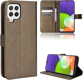Case for Samsung Galaxy A22 4G Leather Case Cover,Case for Samsung SM-A225F/DSN Galaxy A22 4G / SM-A225M/DSN/SM-E225F/DS Galaxy F22 4G / Galaxy M22 4G Case PU Leather flip Cover Brown