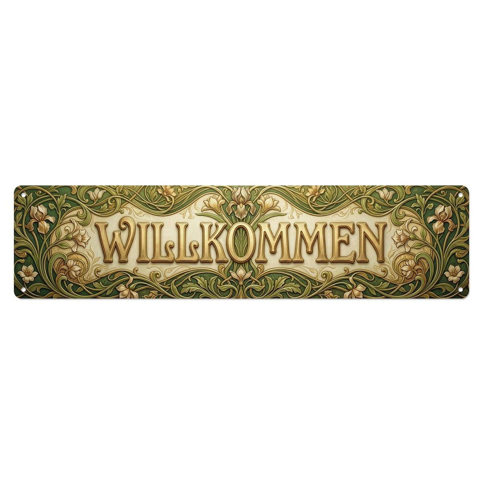 Art Nouveau Floral Organic Welcome Metal Tin Sign