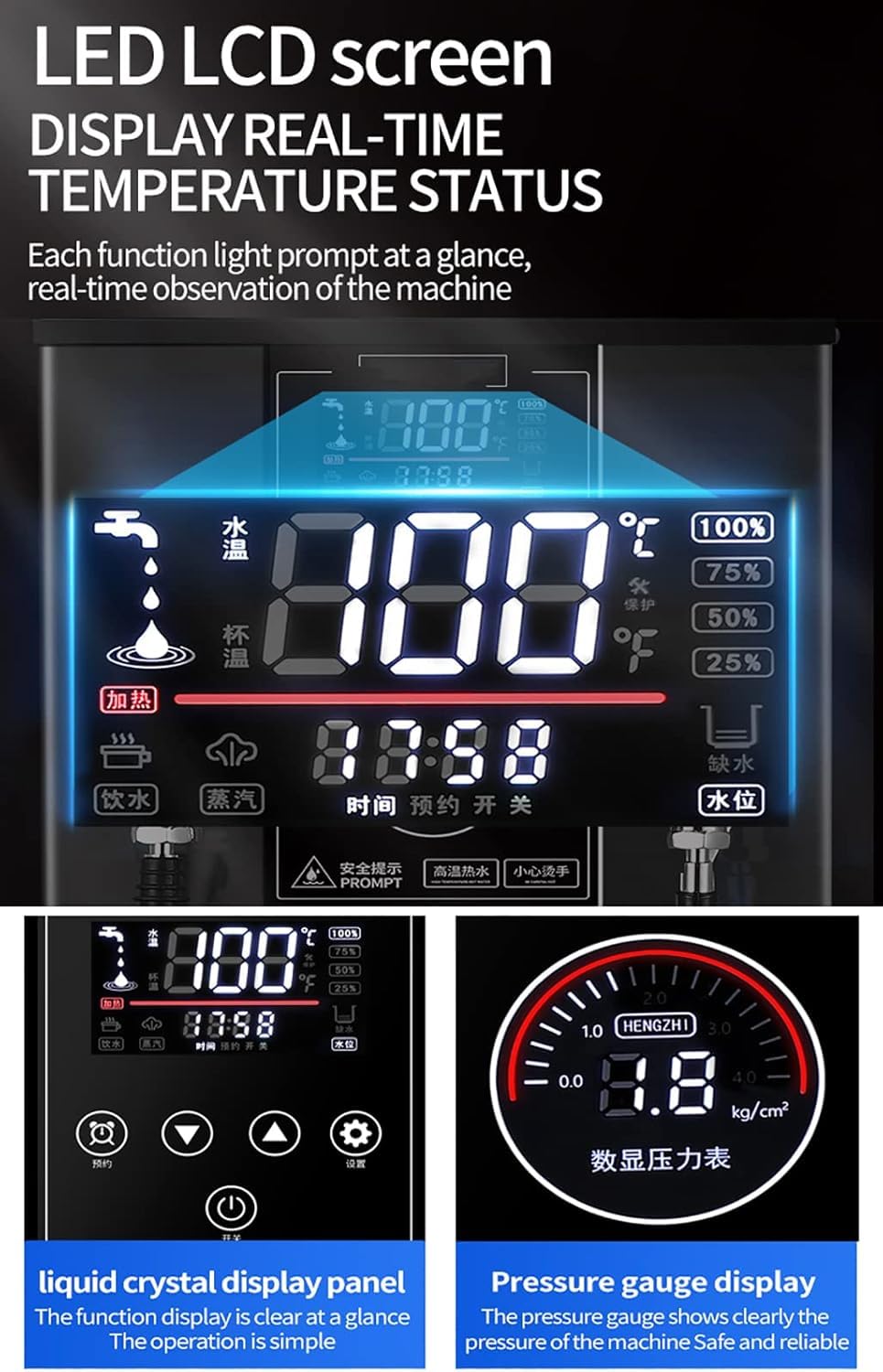 Espumador de Leche eléctrico Comercial de 2500 W, Calentador de Leche automático de 12 L, con Temporizador y Pantalla LCD, máquina para espumar Leche y Preparar Capuchino y Latte (Blanco).