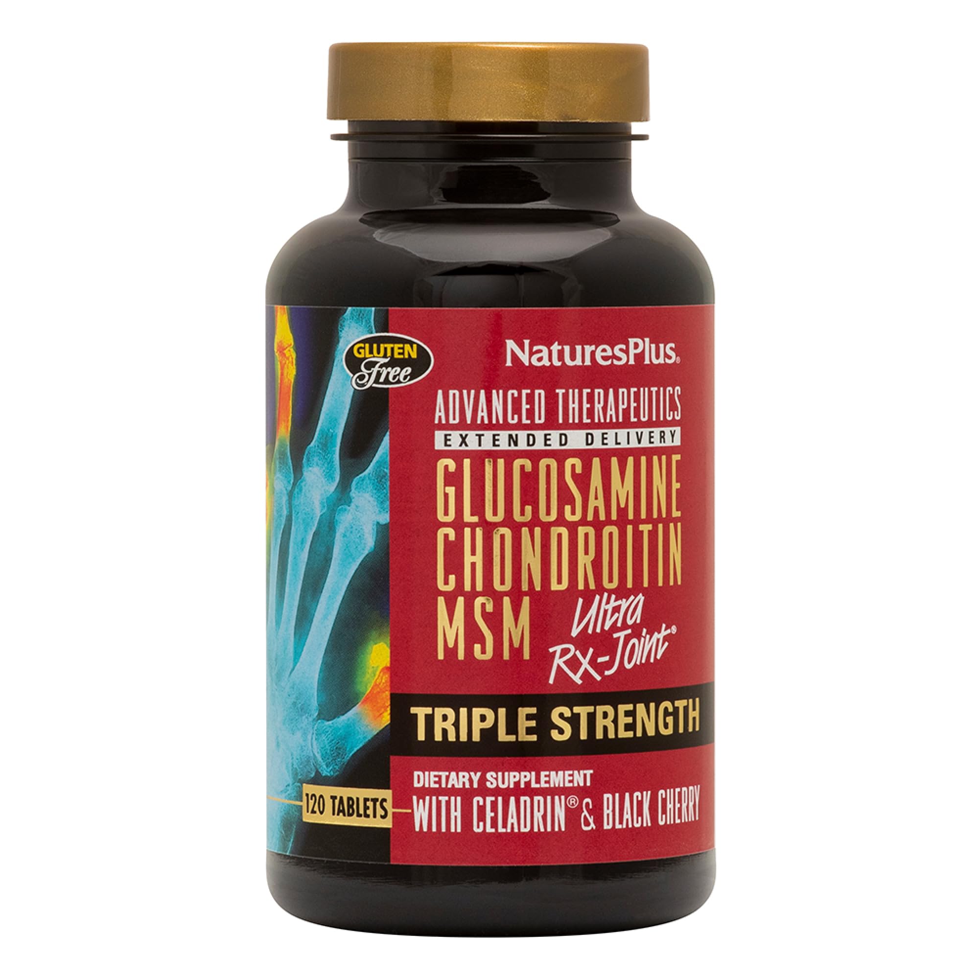 Nature's Plus Glucosamine Chondroitin M S M Ultra Rx-Joint, 120 Tablets - Triple Strength With Celadrin & Black Cherry