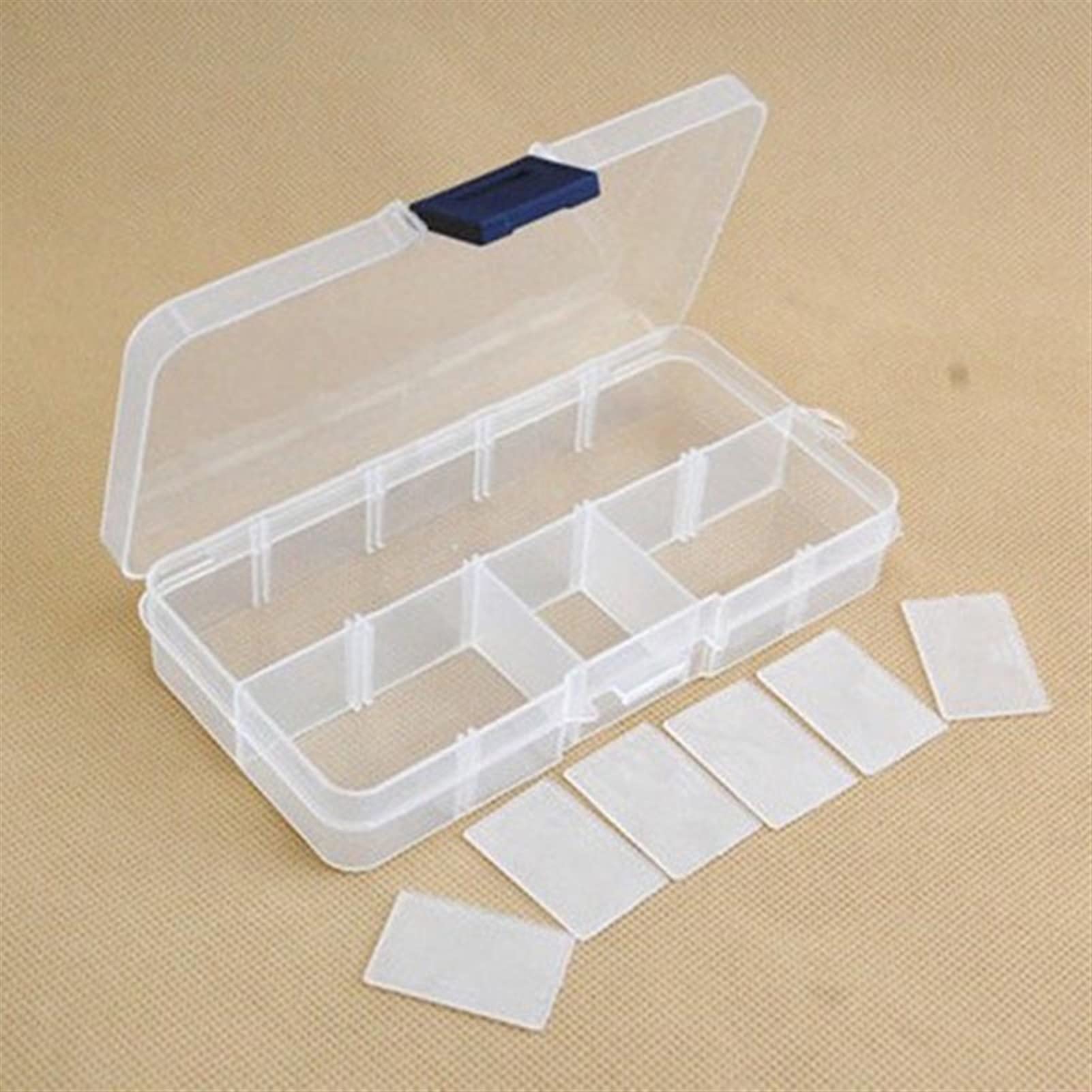 WCNMB Storage Box 1pcs Plastic 10 Slots Adjustable Jewelry Storage Box Case Craft Organizer Beads Convenient and Durable