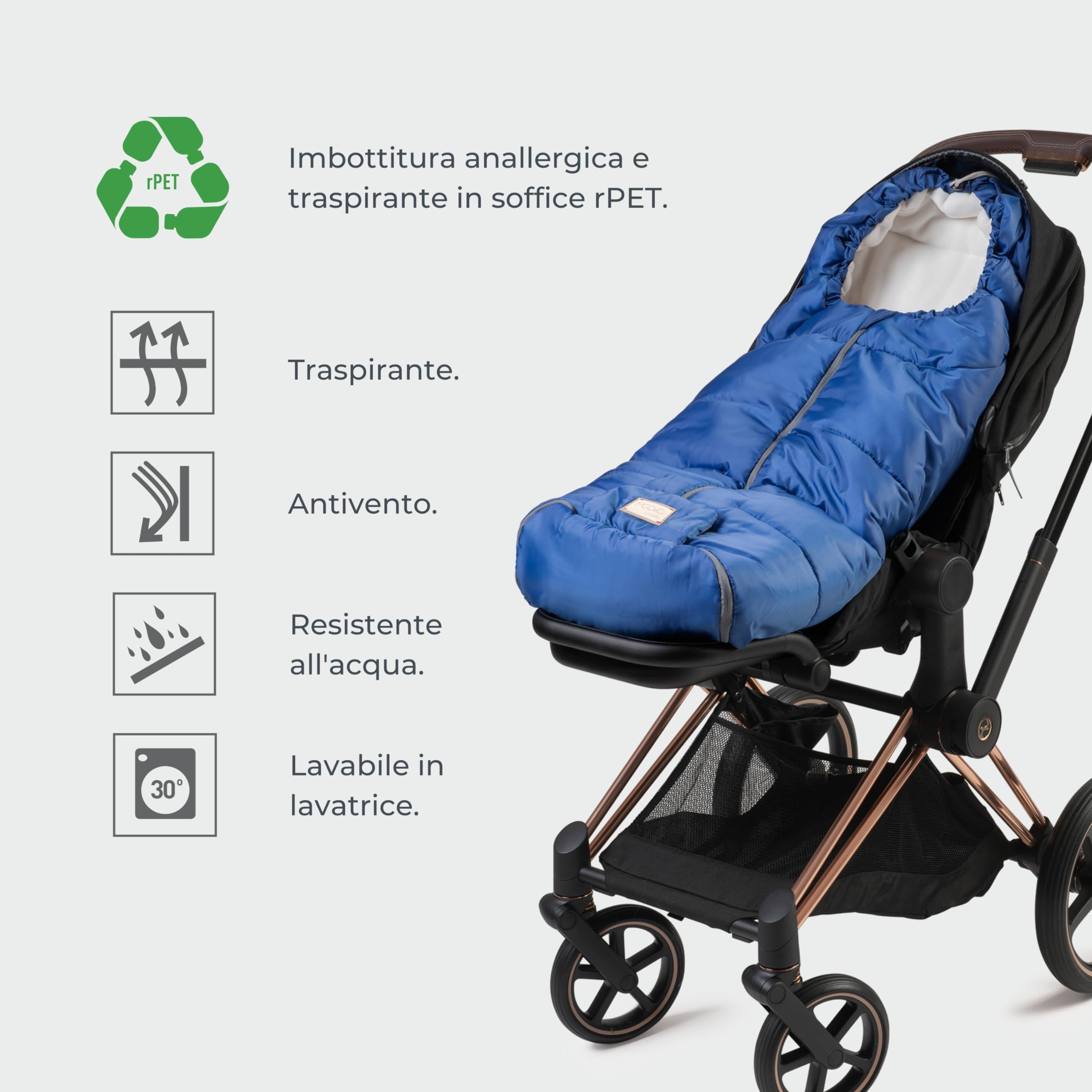 Nuvita 9445 Junior Essential| Sacco Universale per Passeggino | Perfetto per Bambini da 6 a 36 Mesi (100 cm) | Resistente a Temperature Fino a 0°C, anti Vento e Pioggia